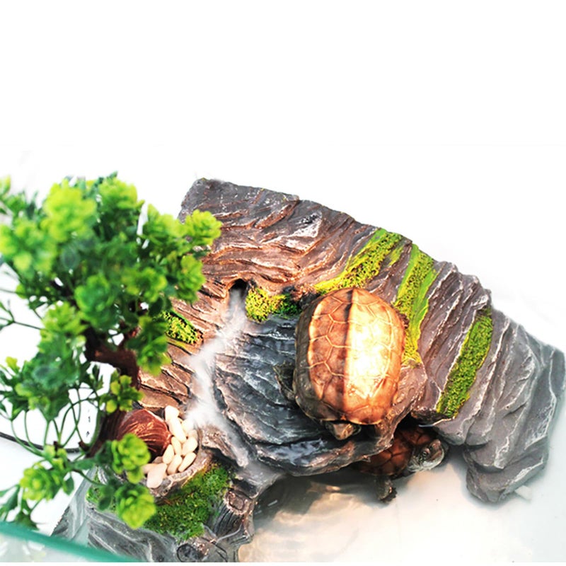 OMEM Reptile Box Shelter Terrarium Hideout Caves Turtle Ramp Basking Platform Habitat Decor Humidify Hide Cave Resin Rock - Image 4